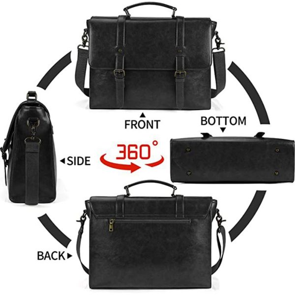Vintage 15.6 Inch Waterproof PU Leather Laptop Briefcase