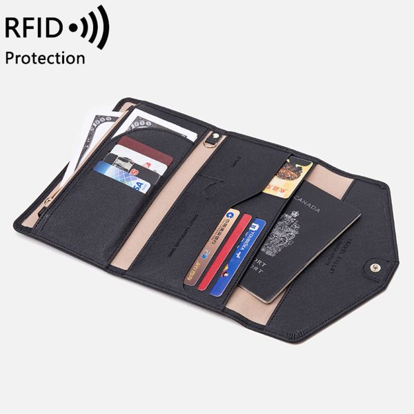 PU leather RFID multifunctional passport wallet for women