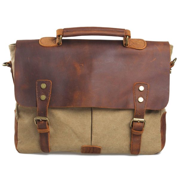 Canvas with leather Messenger bag