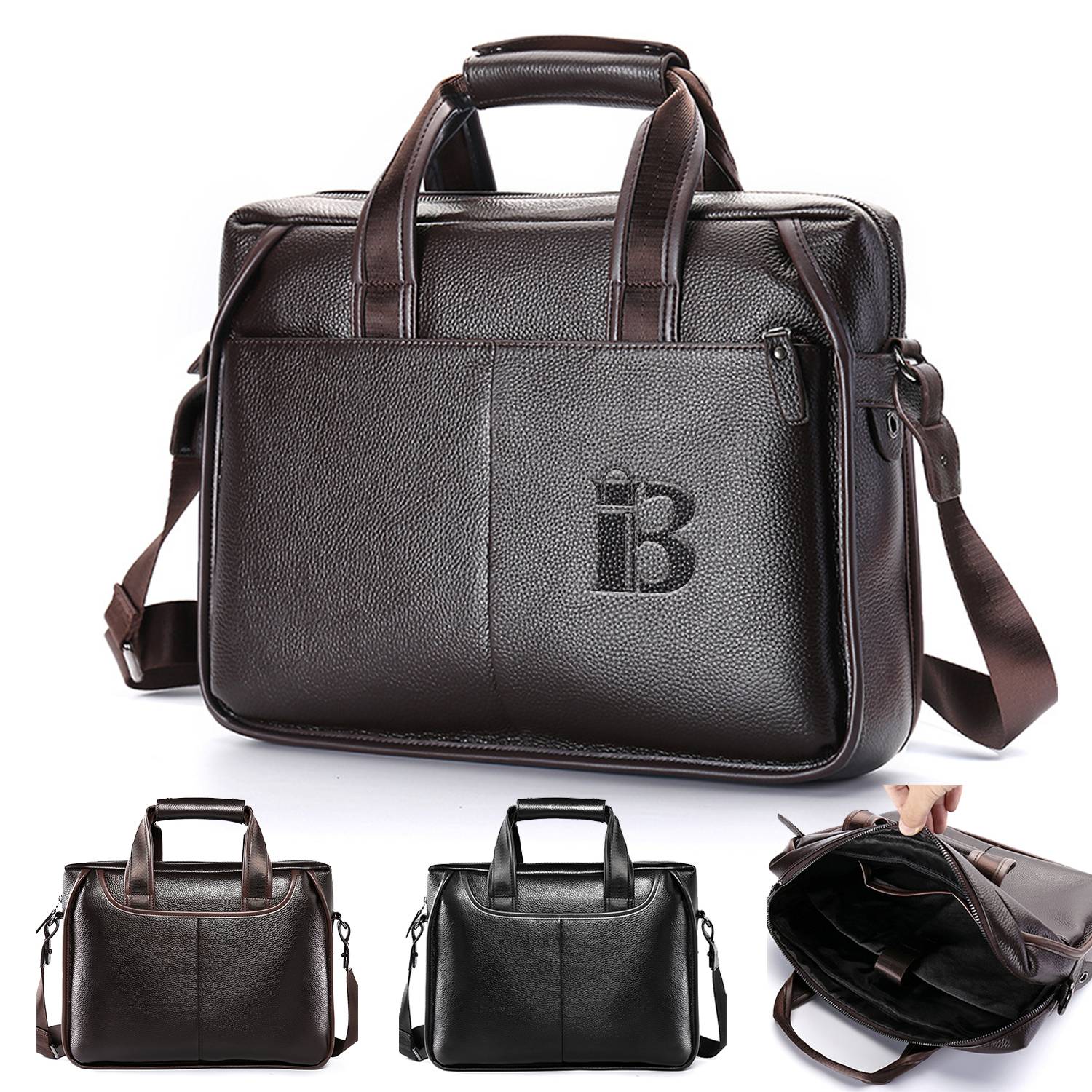 Genuine Leather Messenger Briefcase Bag