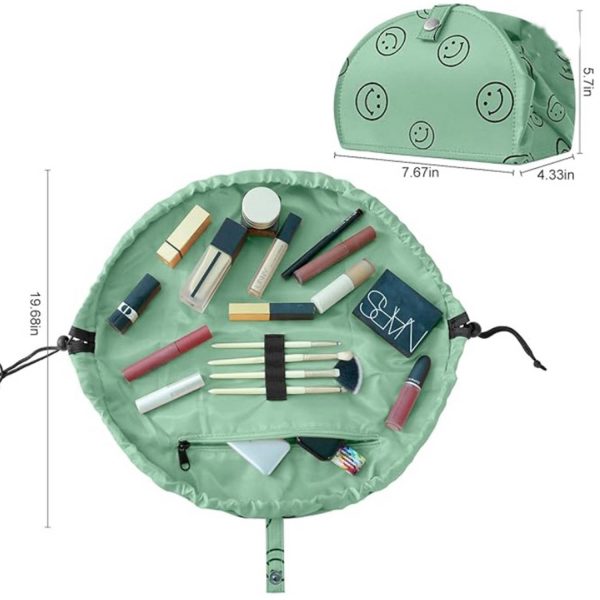 Drawstring Makeup Bag Open Lay Flat