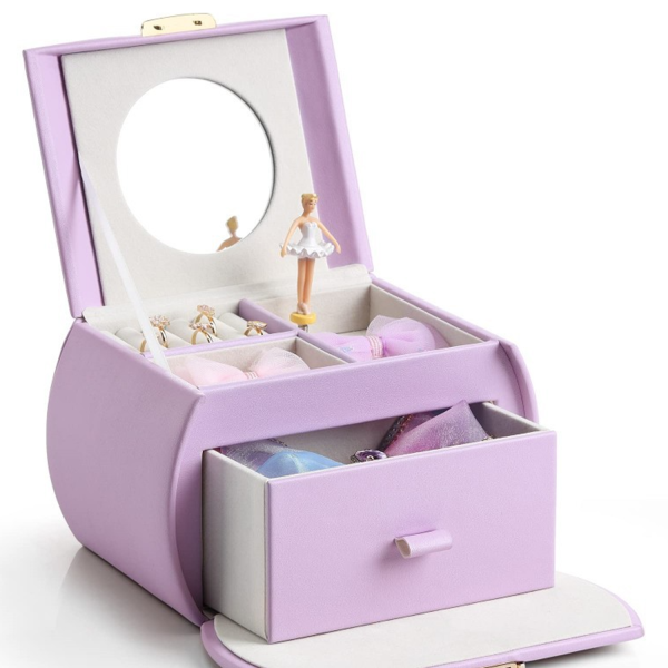 Portable Leather Jewelry Storage Box with Lock and Handle