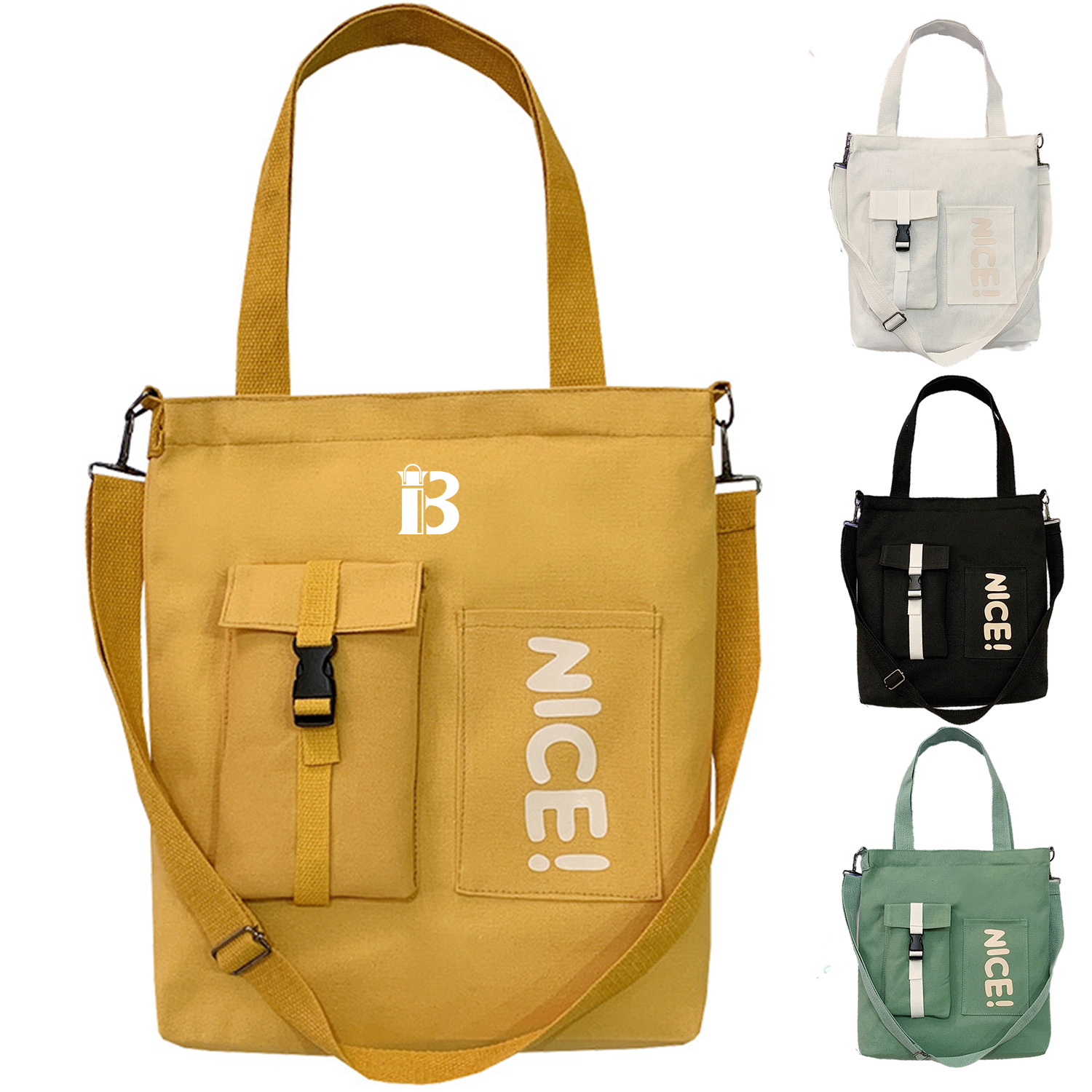 Canvas Tote Crossbody Bag for Students