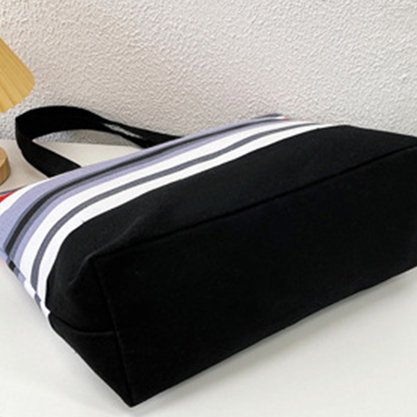 Coloured striped canvas tote bag