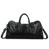 Oversized Genuine Leather Travel Duffel Bag With Shoe Pouch