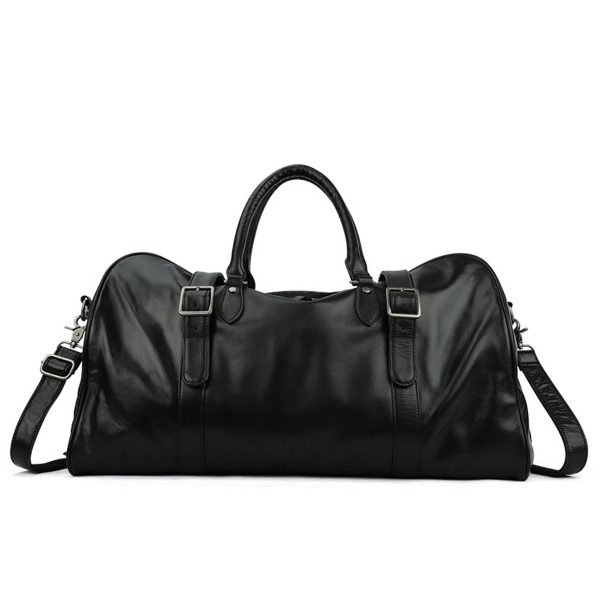 Oversized Genuine Leather Travel Duffel Bag With Shoe Pouch