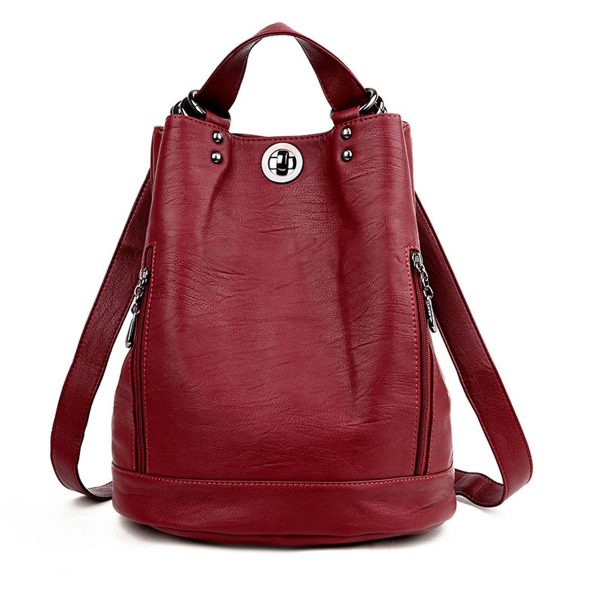 Pu high-capacity Bucket Backpack Women