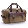 Expandable Canvas Genuine Leather Duffle Bag