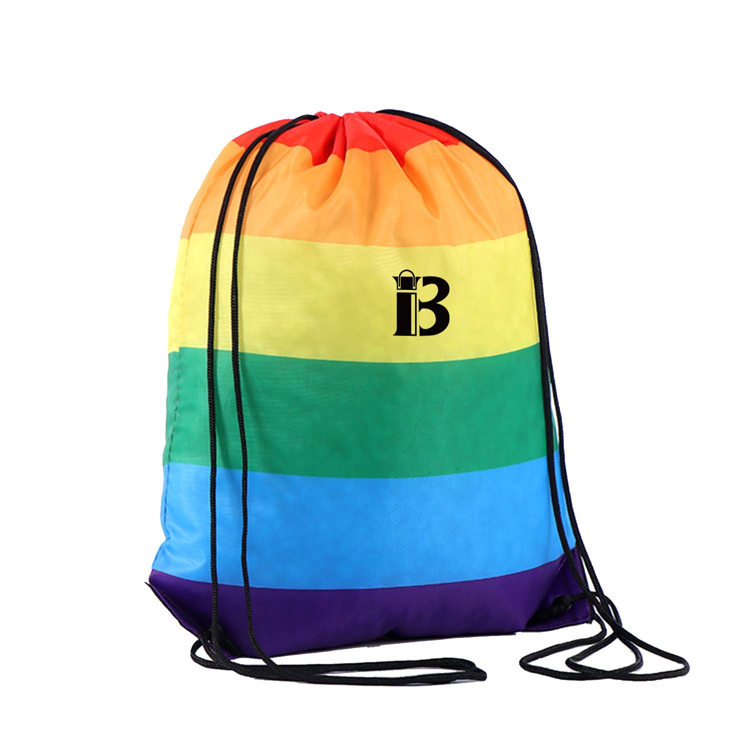 Polyester Rainbow Drawstring Bag