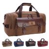 Expandable Canvas Genuine Leather Duffle Bag