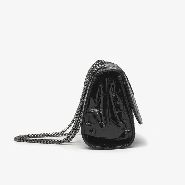 PU Women's fashion black cowhide chain tote bag