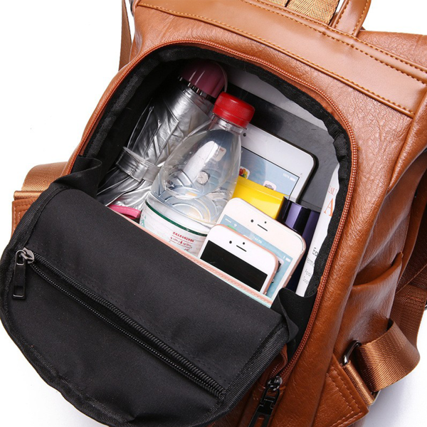 Soft PU Leather Casual Backpack