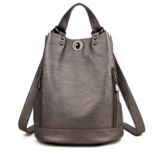 Pu high-capacity Bucket Backpack Women
