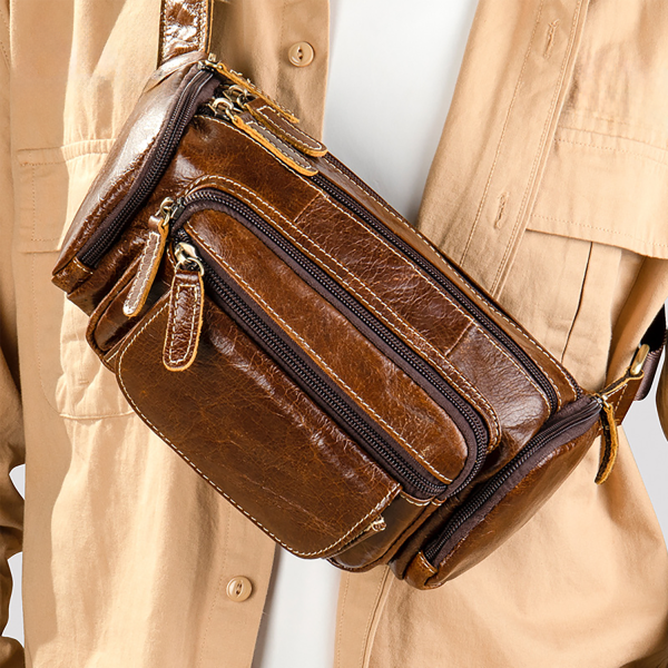 Custom Top-Layer Cowhide Leather Fanny Pack