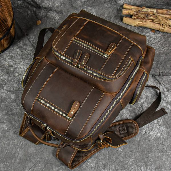 Large Capacity Leather Travel Retro Men's Backpack