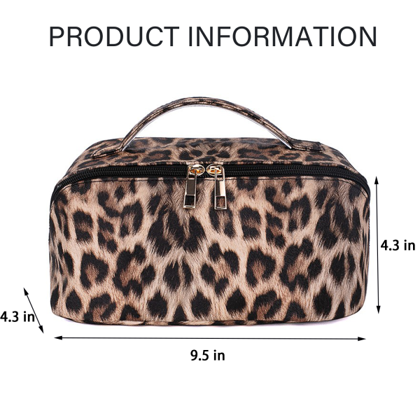 Pu Leather Retro Portable Leopard Storage Cosmetic Bag