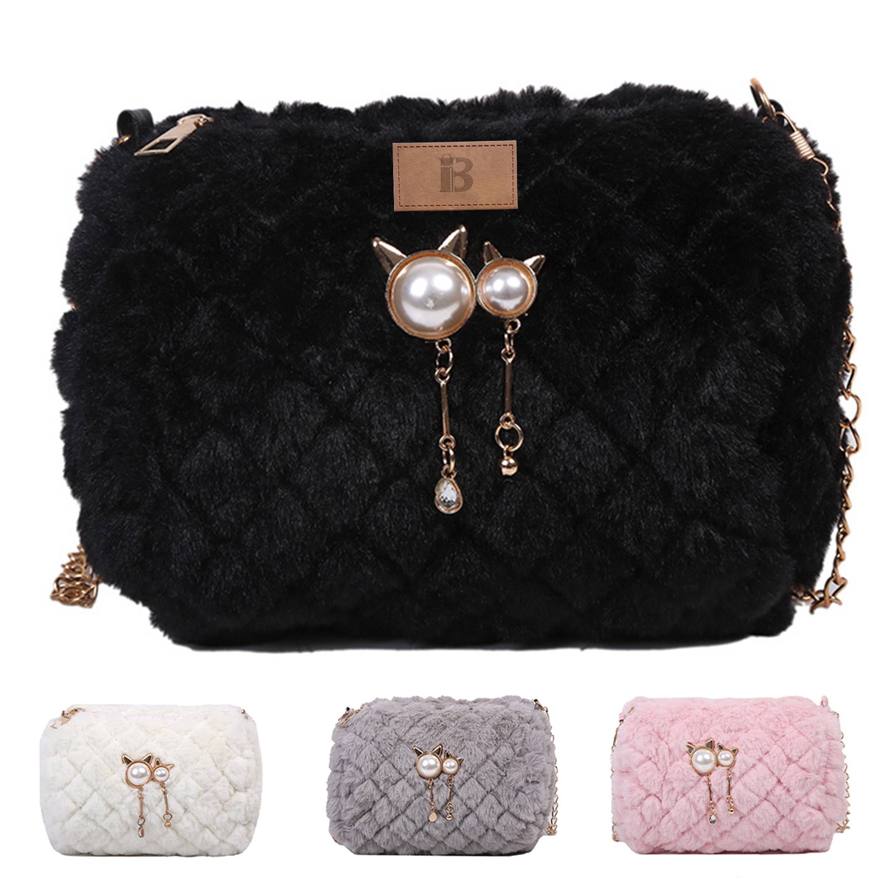 Cotton Stylish versatile cross-body plush chain shoulder bag