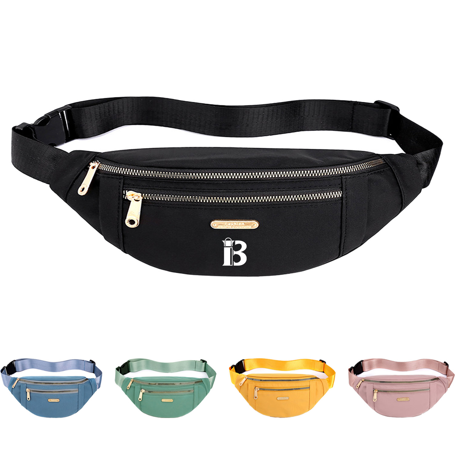Oxford Sling Bag Double Zippers Fanny Pack