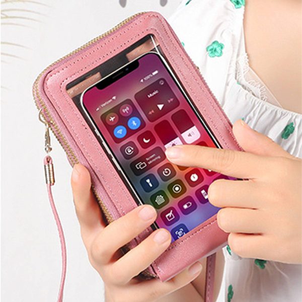 PU leather touch screen crossbody cell phone bag