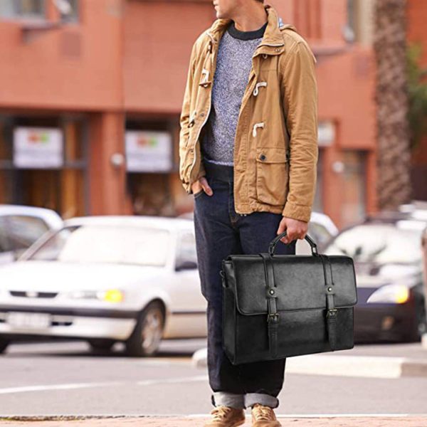 Vintage 15.6 Inch Waterproof PU Leather Laptop Briefcase