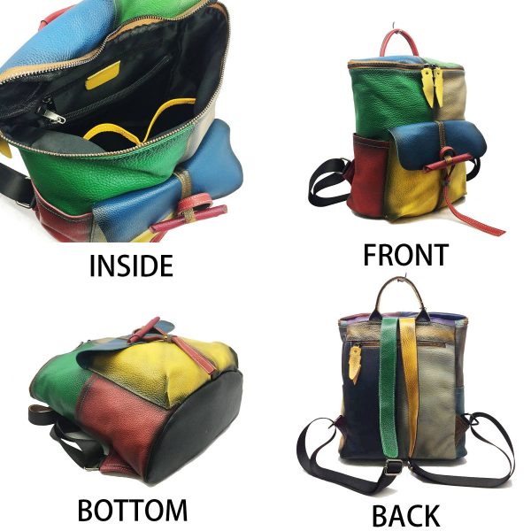 Genuine Leather Vintage contrast backpack
