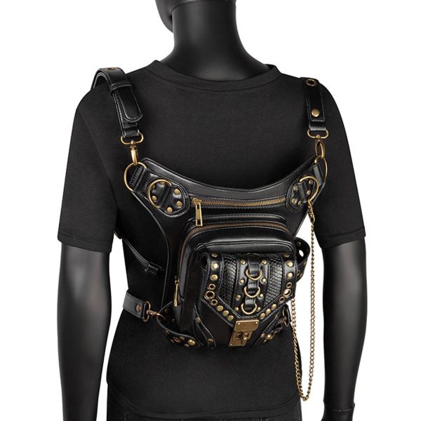 PU Leather Punk Retro Motorcycle Crossbody Bag