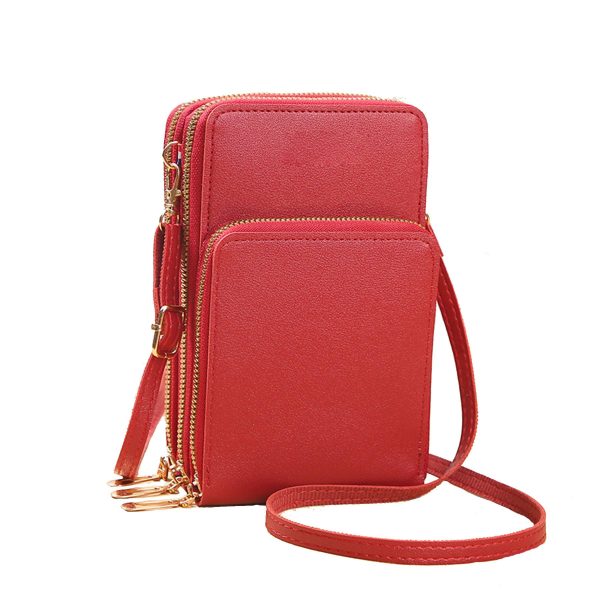 PU leather touch screen crossbody cell phone bag