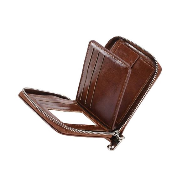 Men's PU Leather Bifold Zipper Wallets