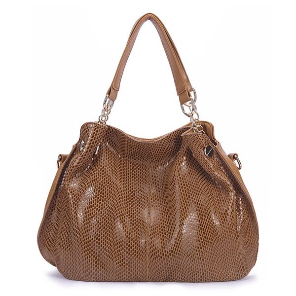 PU Leather Large Serpentine Handbag Tote Bag for women