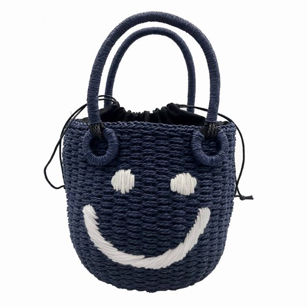 Jute Smiley straw bucket bag