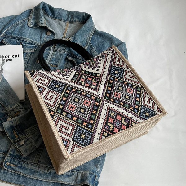 Canvas Ethnic Style Handbag Tote Bag