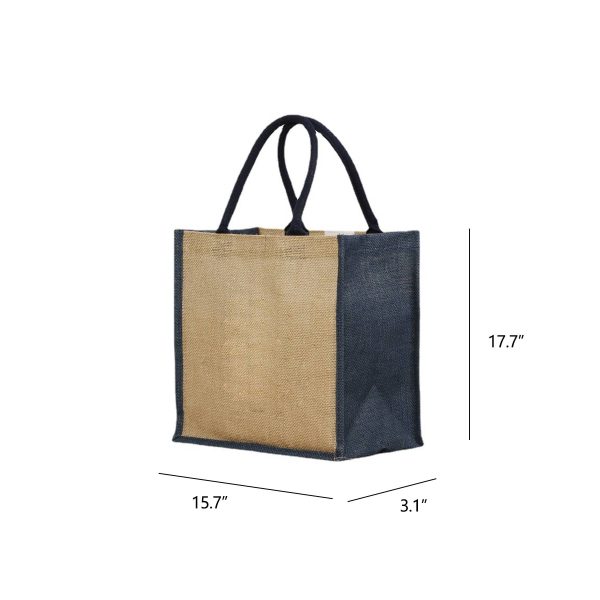Jute burlap tote bag with buckle