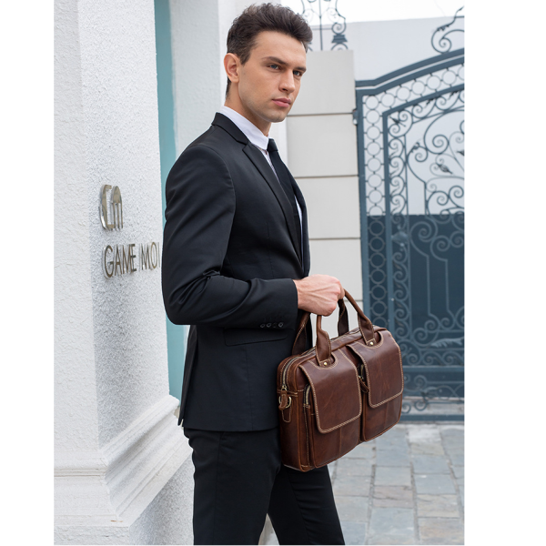 PU Leather Laptop Messenger Bag