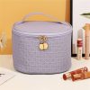 PU Leather Woven Pattern Cosmetic Bag Bucket