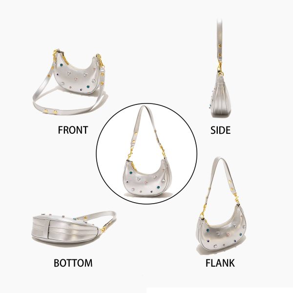 PU Leather Diamond-embellished Cross-body Bag For Women