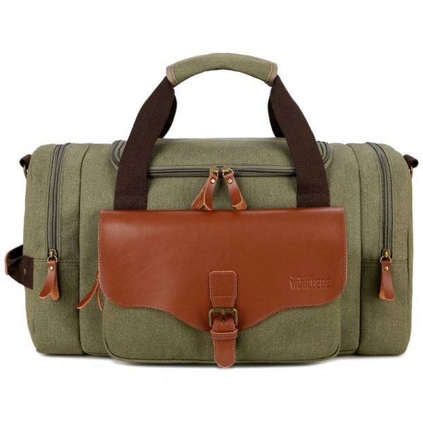Canvas Large Capacity Leather Travel Duffel Bag