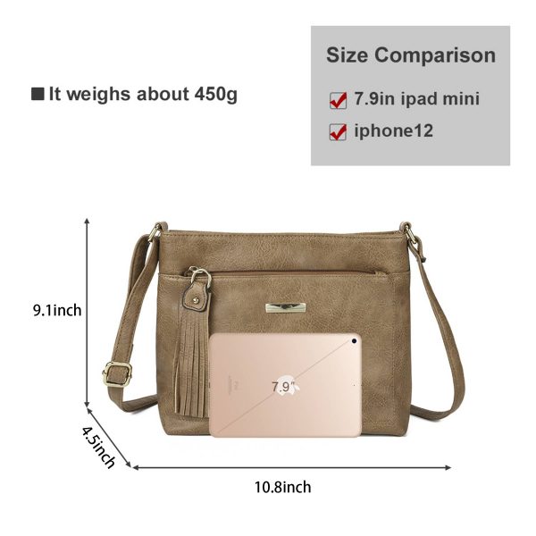 Brown PU Business Commuting Tassels Messenger Bag for Women