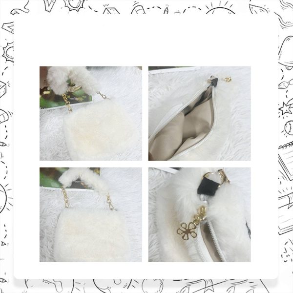 Plush imitation rabbit fur shoulder bag