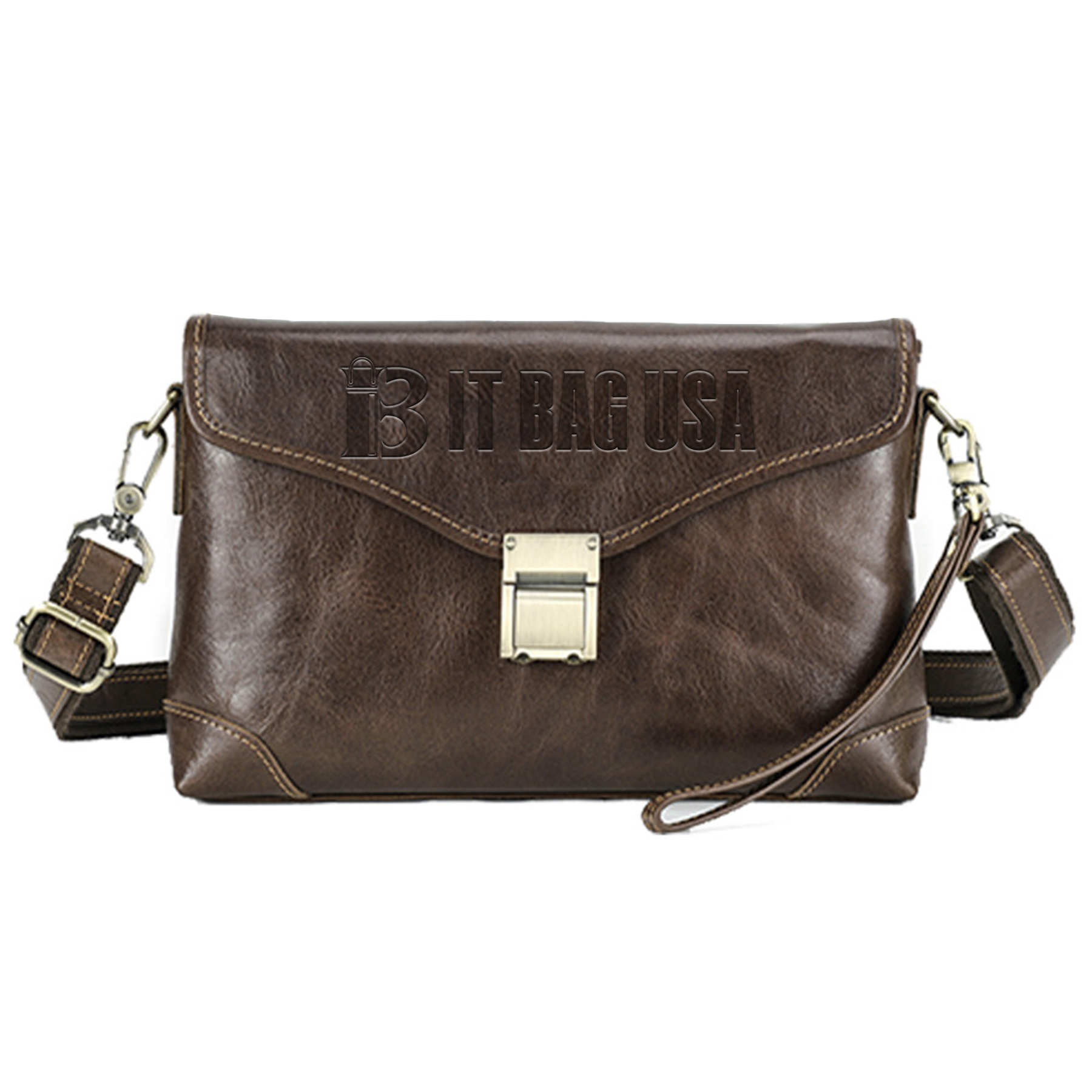 Genuine Leather Combination lock crossbody Messenger bag