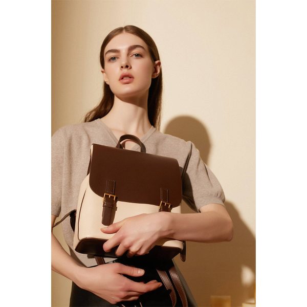 Genuine Leather Large capacity simple backpack for women