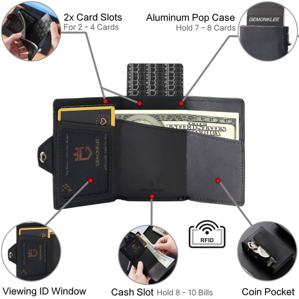 Genuine leather Mens Wallet Tag Anti-theft Card Case