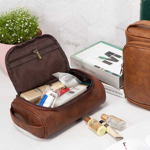 New Portable Pu Leather Makeup Bag Retro