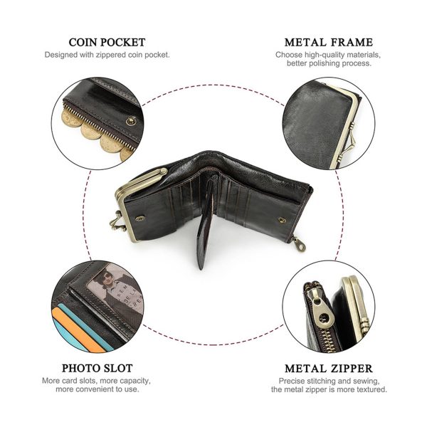 Genuine Leather RFID Clip Medium Waterproof Wallet