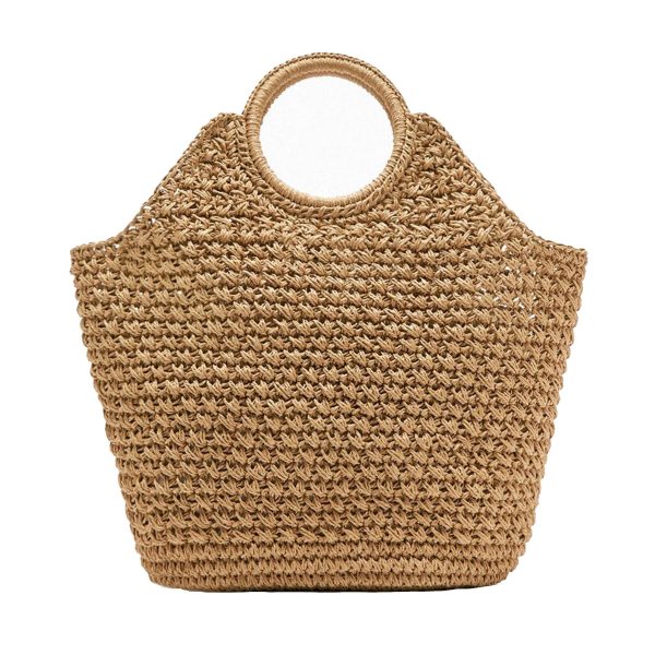 Hand-woven Straw Large Bag Round Handle for women