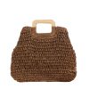 Straw Beach Handbags with Lining Pockets for Women