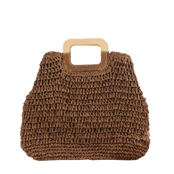 Straw Beach Handbags with Lining Pockets for Women