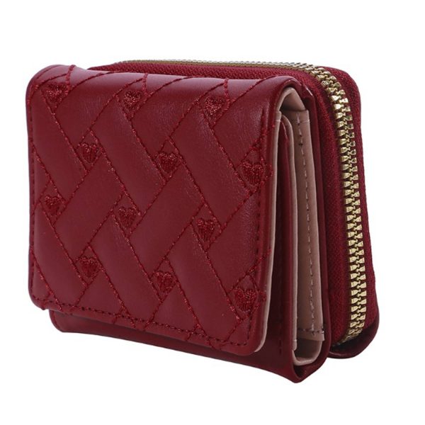 Cute Love-Embroidered Trifold Wallet