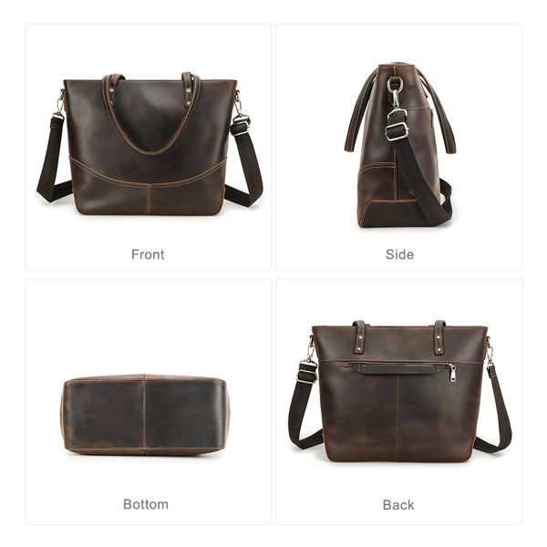 Genuine Leather Large handheld Laptop Cross-body Bag