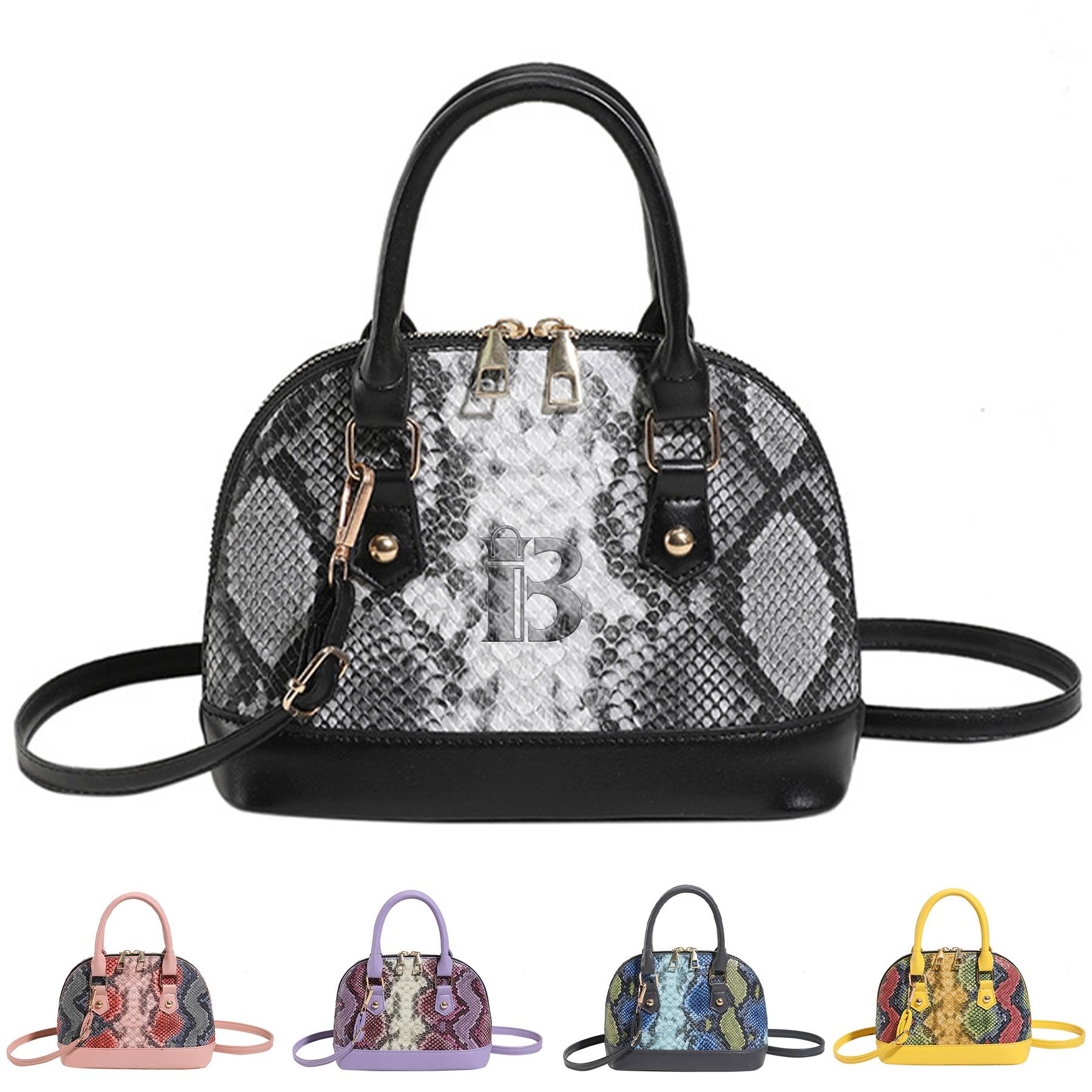 PU Contrasting snakeskin one-shoulder cross-body bag