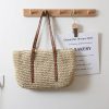 Summer shoulder handheld Straw beach tote bag
